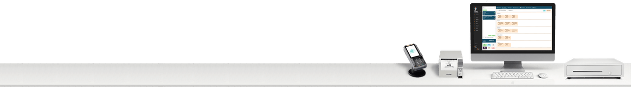 Worldline DX8000 maksupääte ja Slotti esiteltynä iPadin ruudulla.