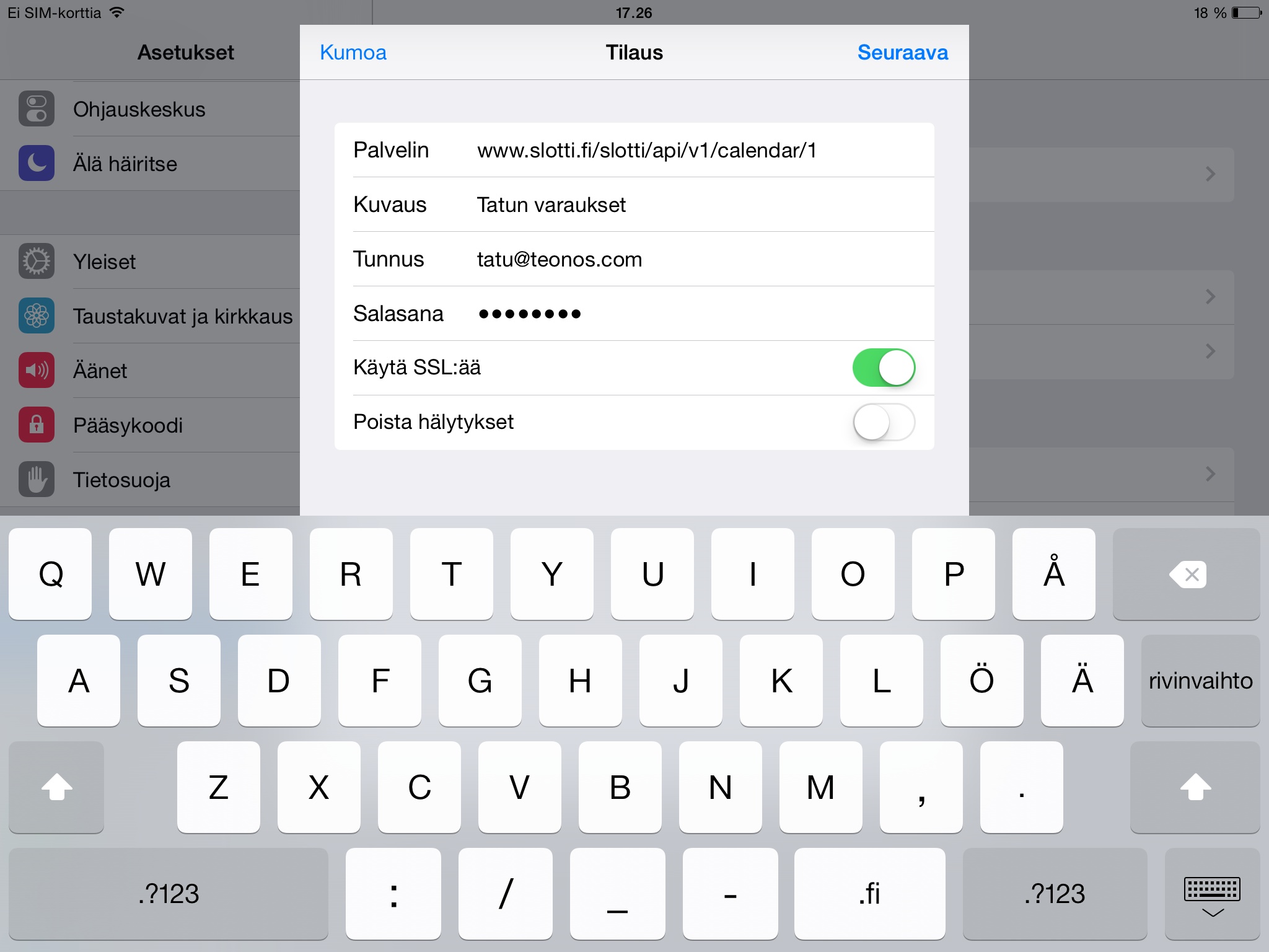 iPad kalenterin tilaus