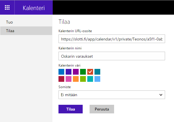 Outlook.com kalenterin tilaus