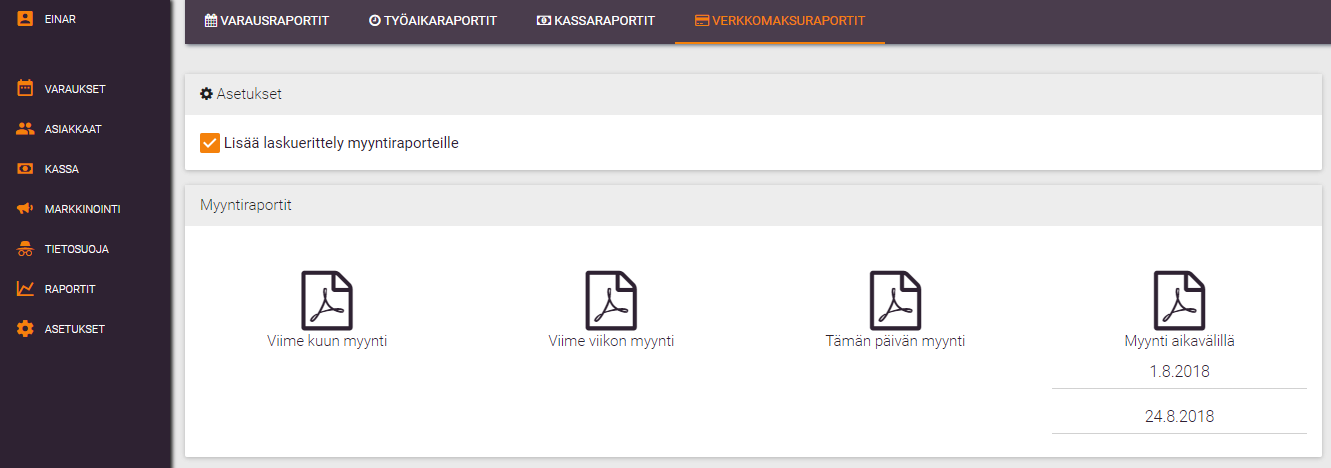verkkomaksuraportit