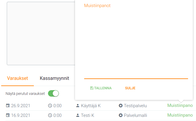 muistiinpanot